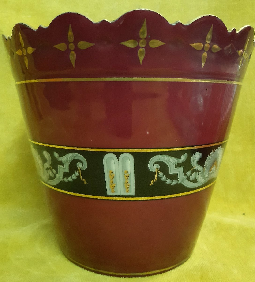 Cache Pot Porcelaine Paris Napoléon III 19éme  Guerrier Grec Peint-photo-4