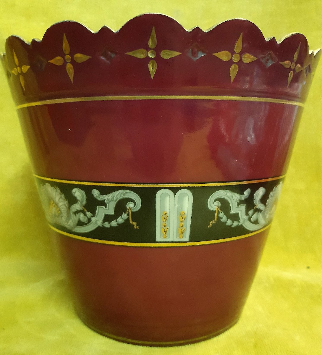 Cache Pot Porcelaine Paris Napoléon III 19éme  Guerrier Grec Peint-photo-2