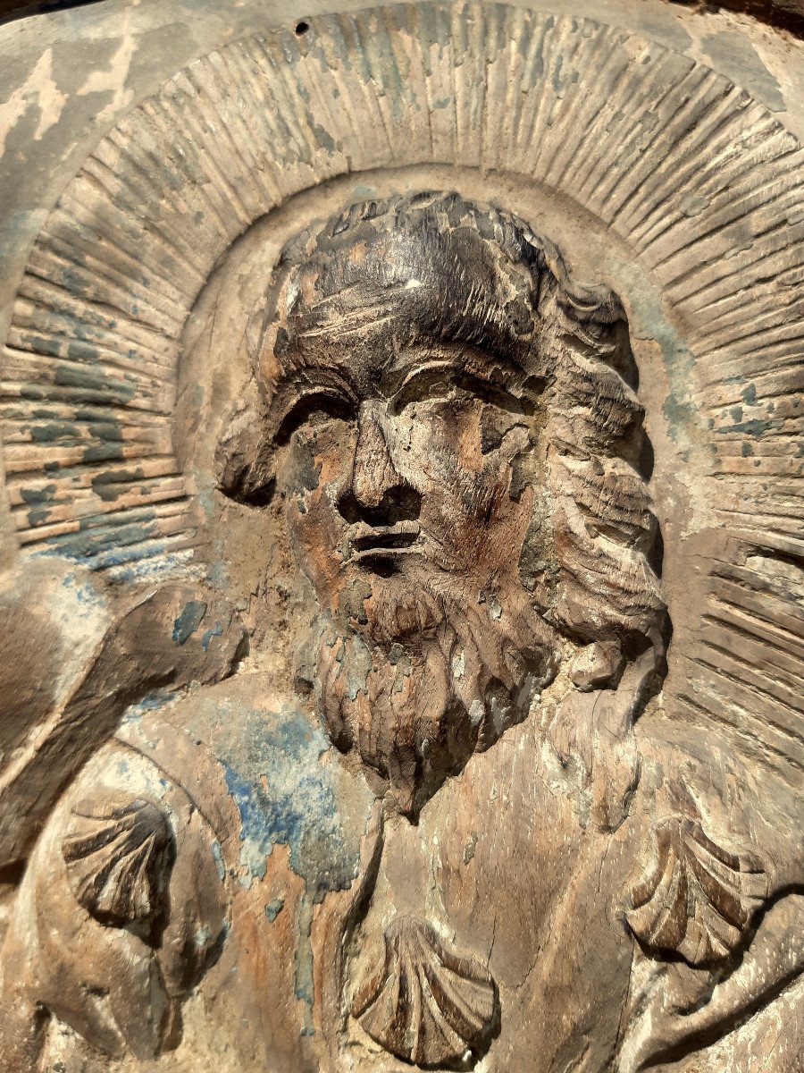 Façade Galbée d’Autel Sculpté en Relief dans un Médaillon St Jean-Batiste Prêchant 18éme-photo-7