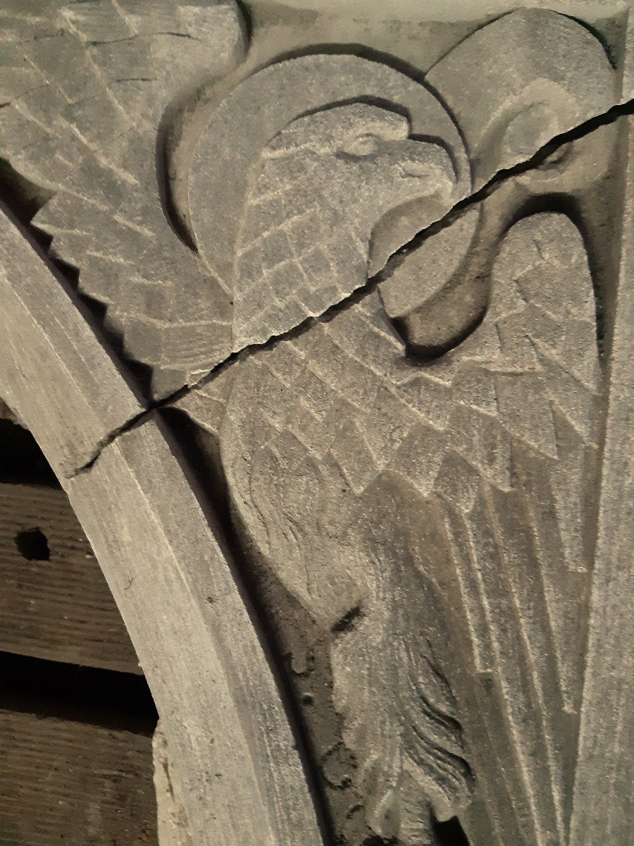 Carved Stone 4 Evangelist Symbols Matthew, John, Luke, Mark, Mandorla, Ox's Eye Art Déco 30-photo-4