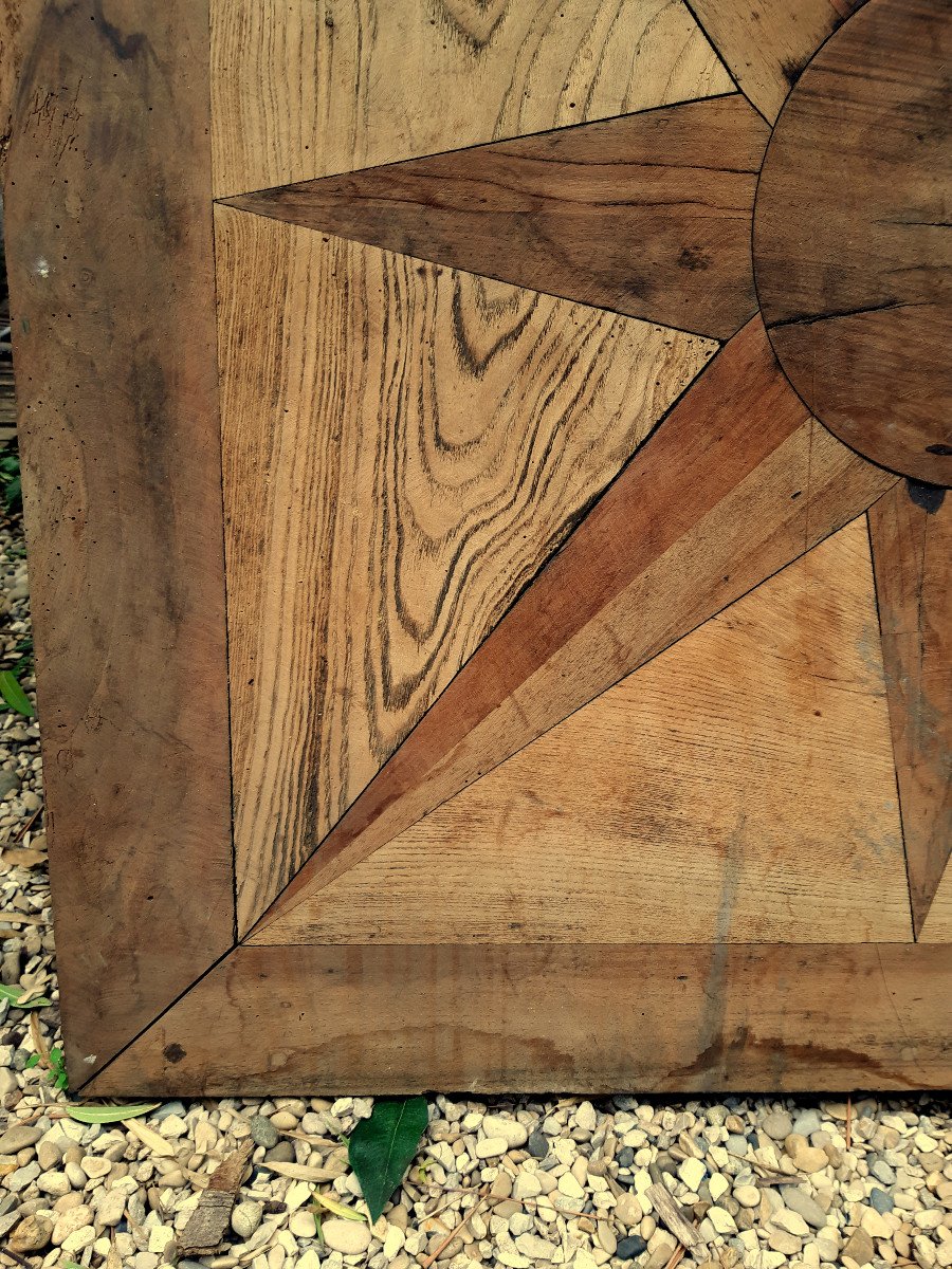 18th Century Square Parquet Element “rose Des Vents” 8-pointed Star Rosette-photo-4