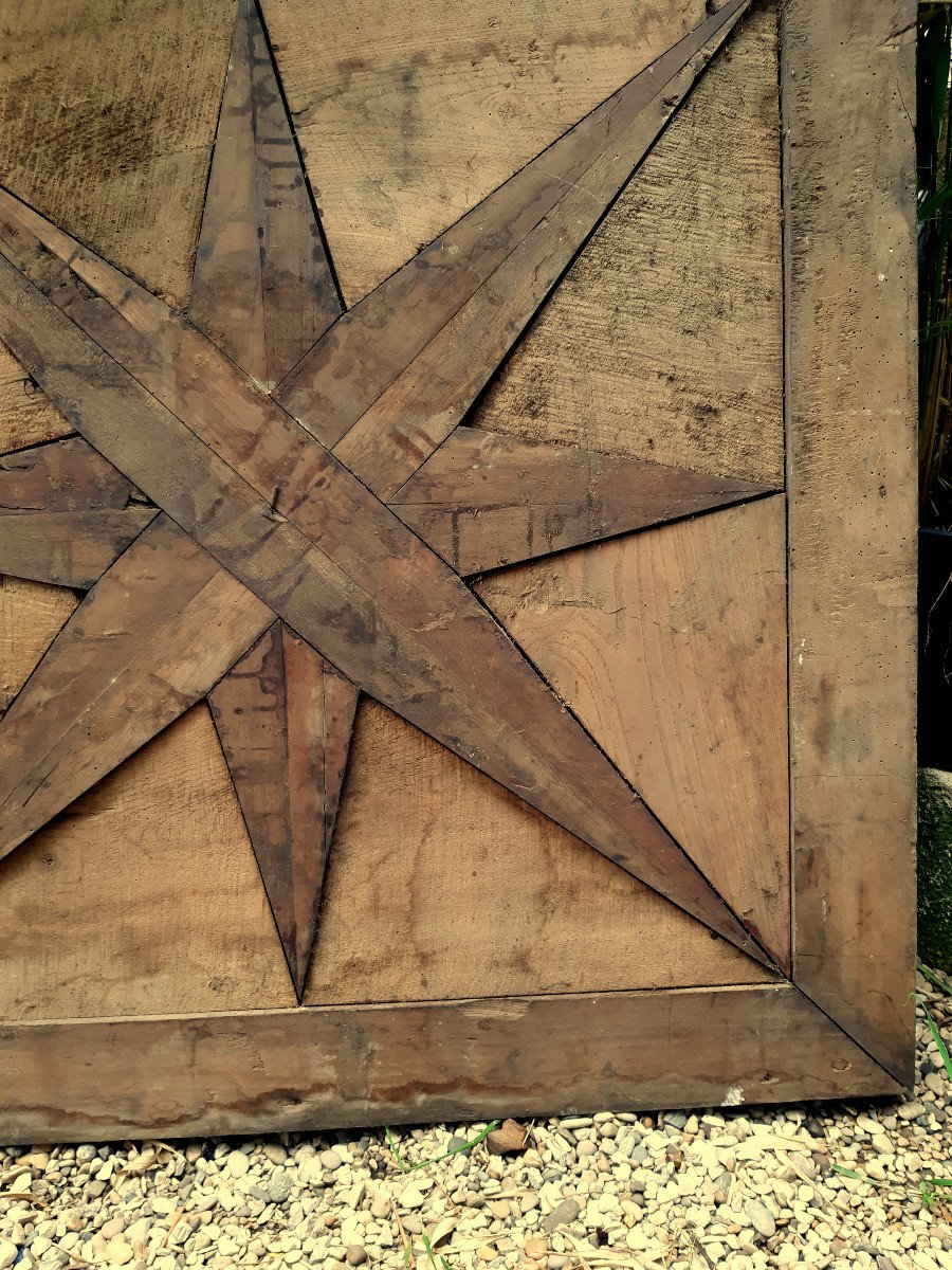 18th Century Square Parquet Element “rose Des Vents” 8-pointed Star Rosette-photo-4