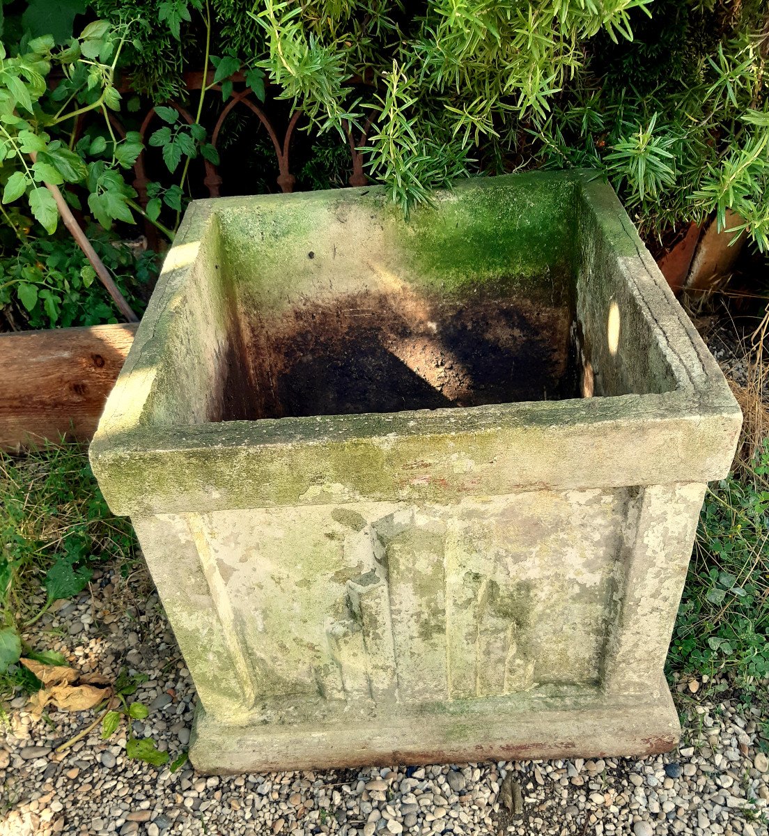 Large 4-sided Concrete Planter Box Art Deco Pattern 30-50 -photo-5