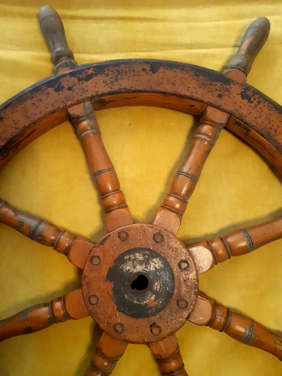 Grande Roue Barre de Gouvernail pour le Pilotage des Bateaux Acajou 20éme-photo-1
