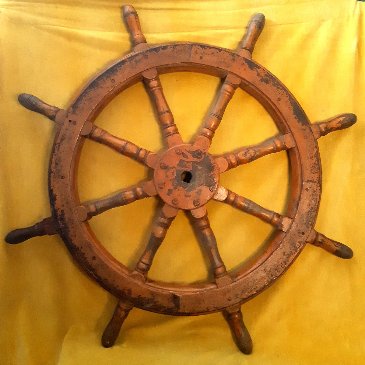 Grande Roue Barre de Gouvernail pour le Pilotage des Bateaux Acajou 20éme-photo-3