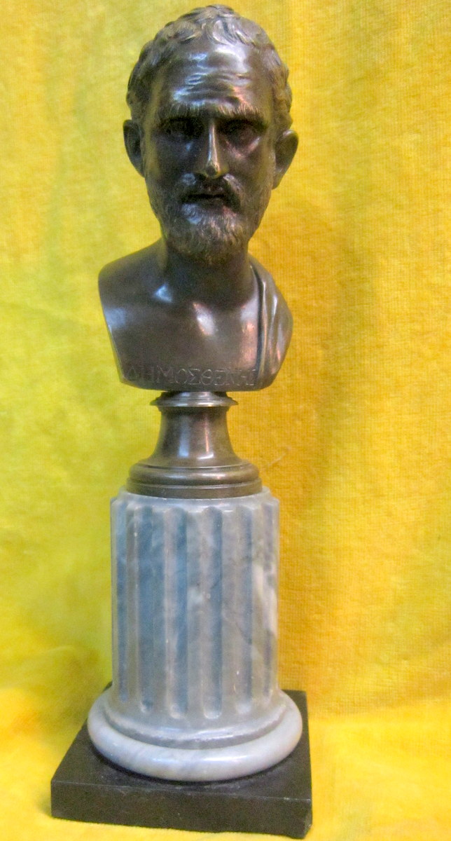 Bronze De Bibliothéque Démosthéne Orateur Athénien