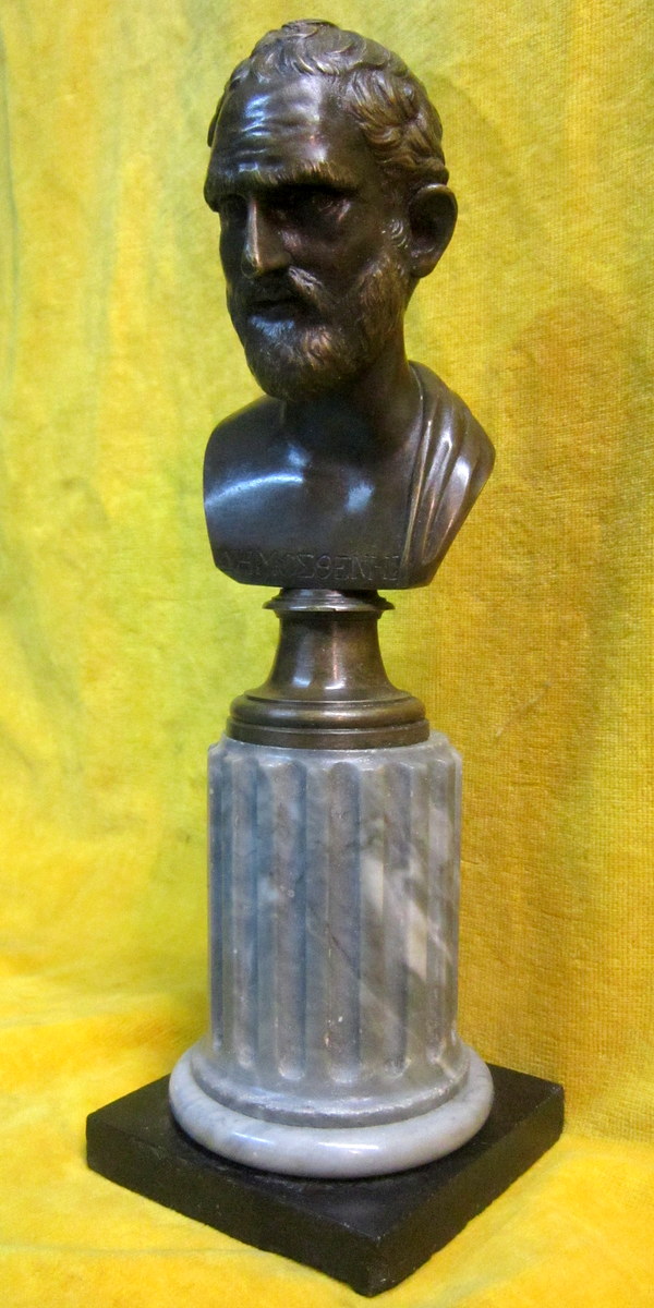 Bronze De Bibliothéque Démosthéne Orateur Athénien-photo-2