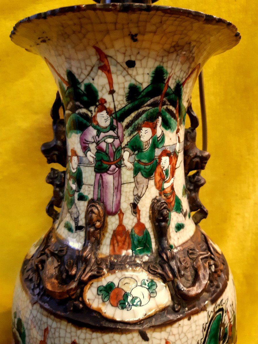 Large Vase (45.5 Cm) Chinese Nanking Porcelain Imperial Period (1636-1912) Mounted As A Lamp-photo-3
