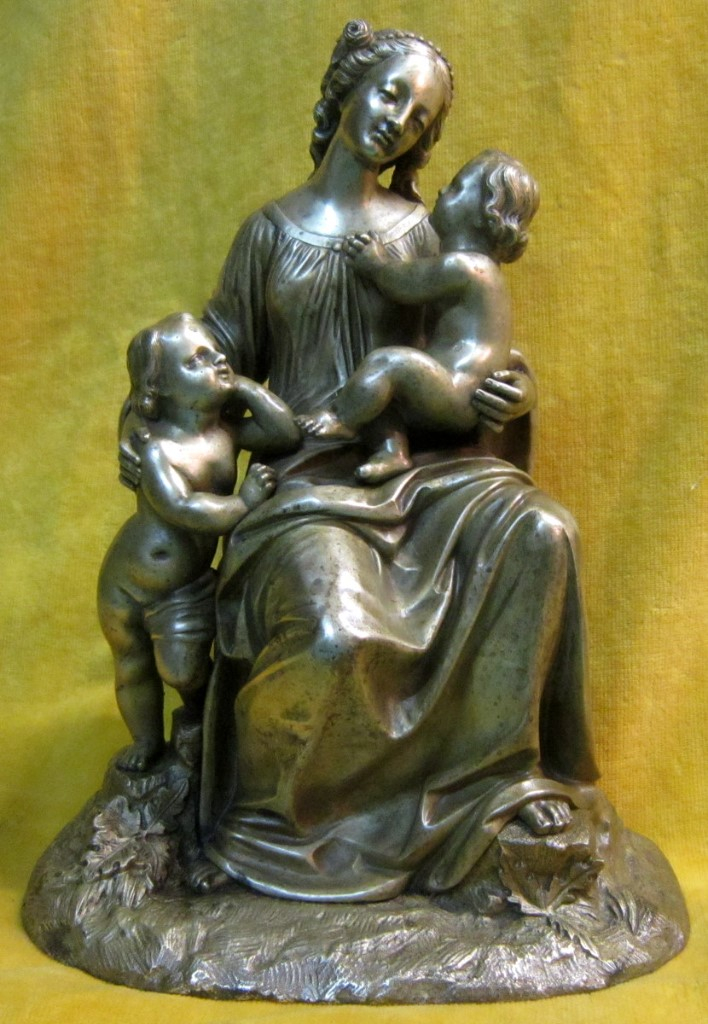 Vierge Et l'Enfant Et Saint Jean Baptiste Bronze St XVIIIéme-photo-2