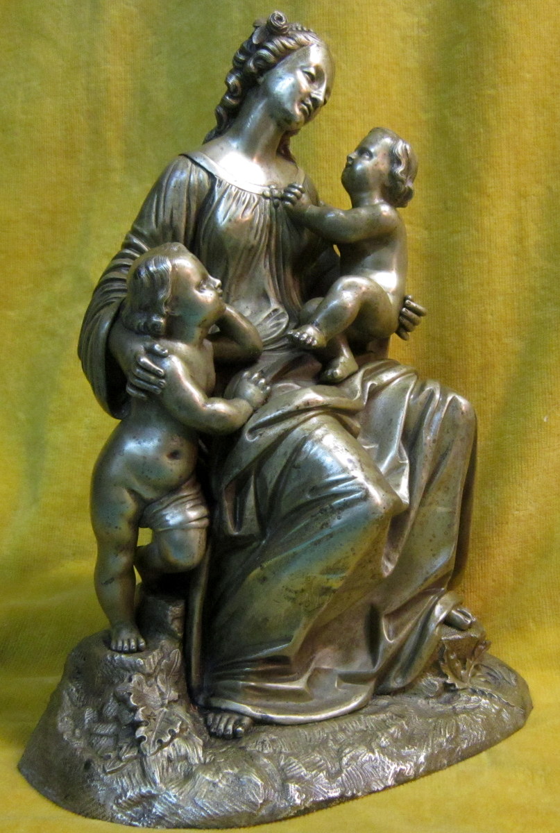 Vierge Et l'Enfant Et Saint Jean Baptiste Bronze St XVIIIéme-photo-4