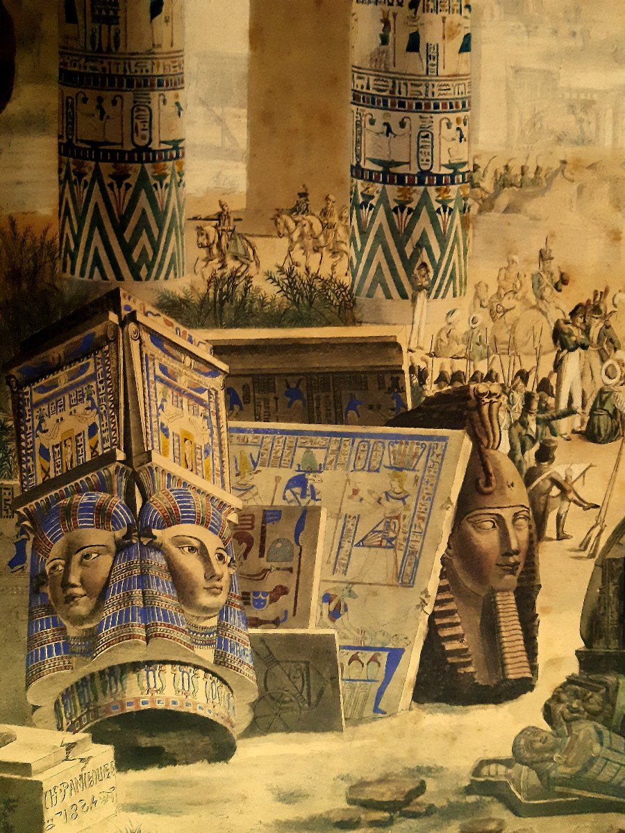 Lithograph Frontispiece “facsimile Of The Colored Monuments Of Egypt” 1825 Napoléon Campaign -photo-4
