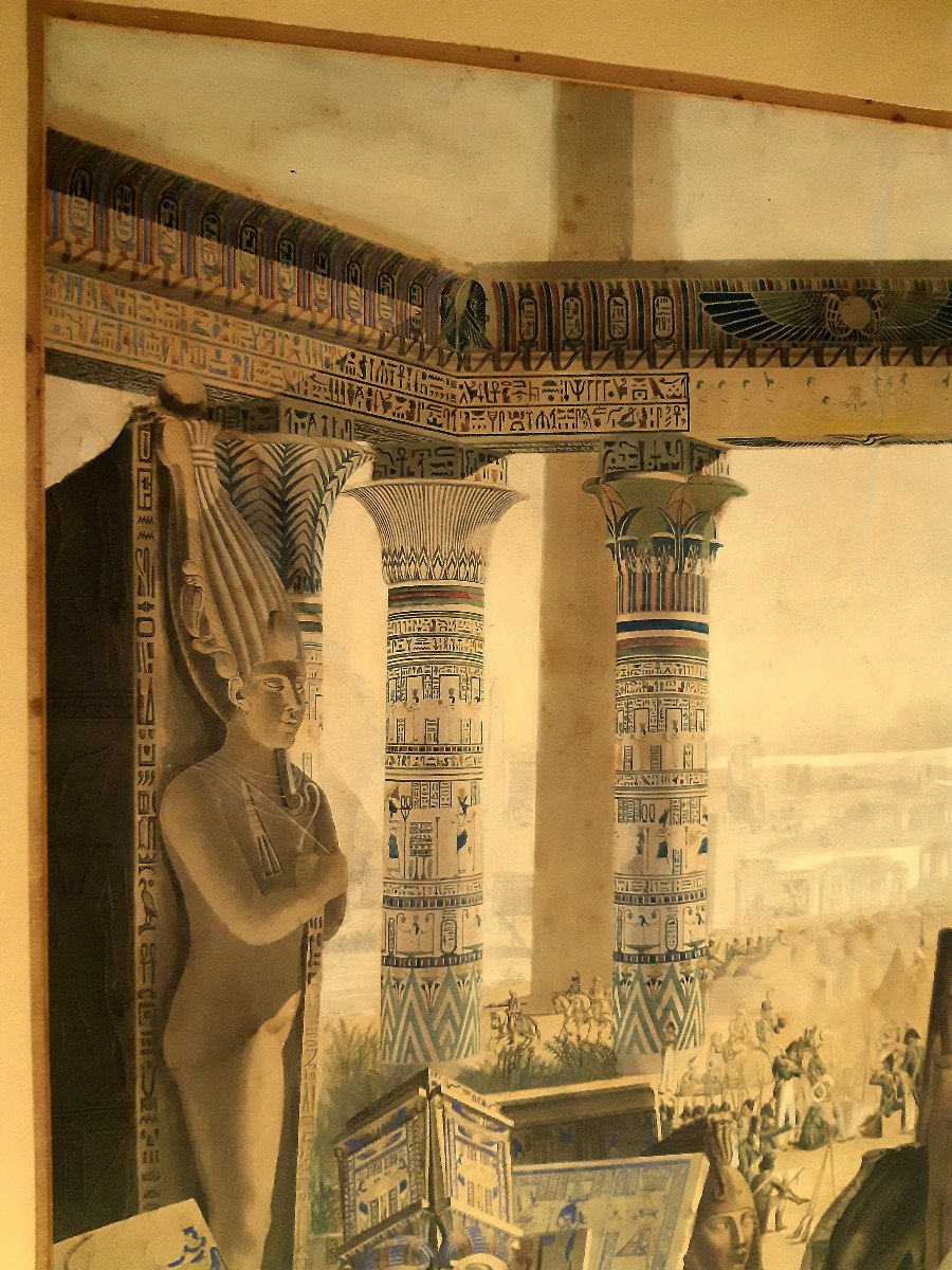 Lithograph Frontispiece “facsimile Of The Colored Monuments Of Egypt” 1825 Napoléon Campaign -photo-3