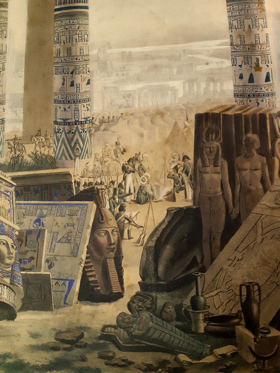 Lithograph Frontispiece “facsimile Of The Colored Monuments Of Egypt” 1825 Napoléon Campaign -photo-4