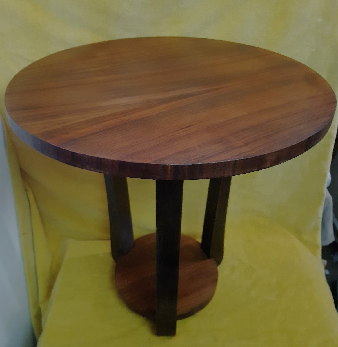 Round Pedestal Table Rosewood And Dark Wood Tripod Art Deco 1930-photo-4