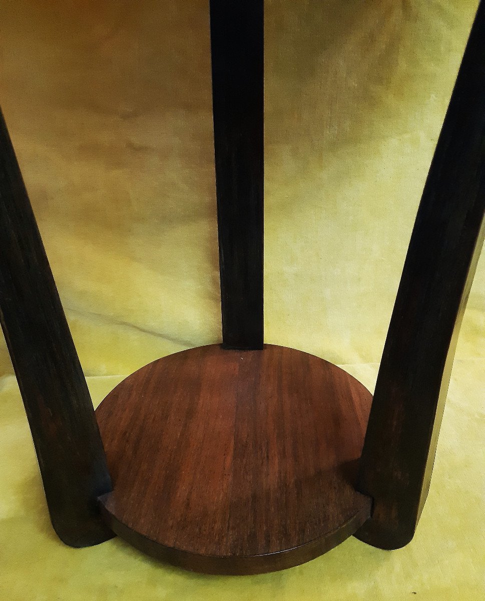 Round Pedestal Table Rosewood And Dark Wood Tripod Art Deco 1930-photo-3