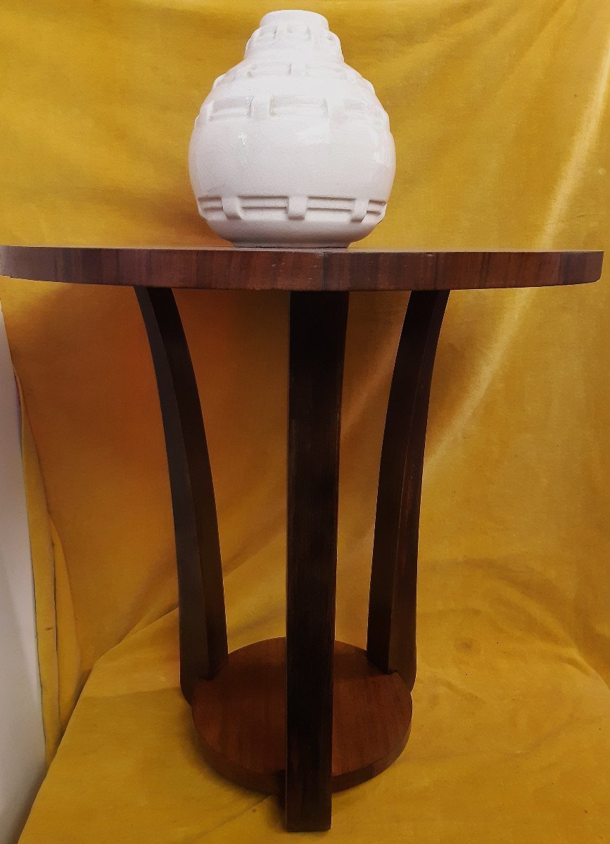 Round Pedestal Table Rosewood And Dark Wood Tripod Art Deco 1930-photo-7