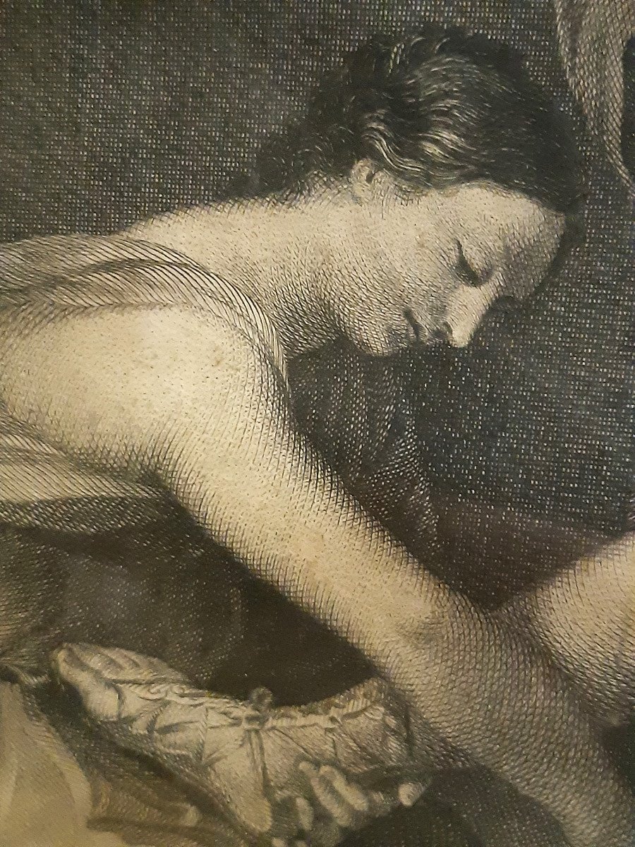 Gravure " Vénus Parée Par Les Graces " de 1773 d’une Peinture de Guido RENI (1575-1642)-photo-1
