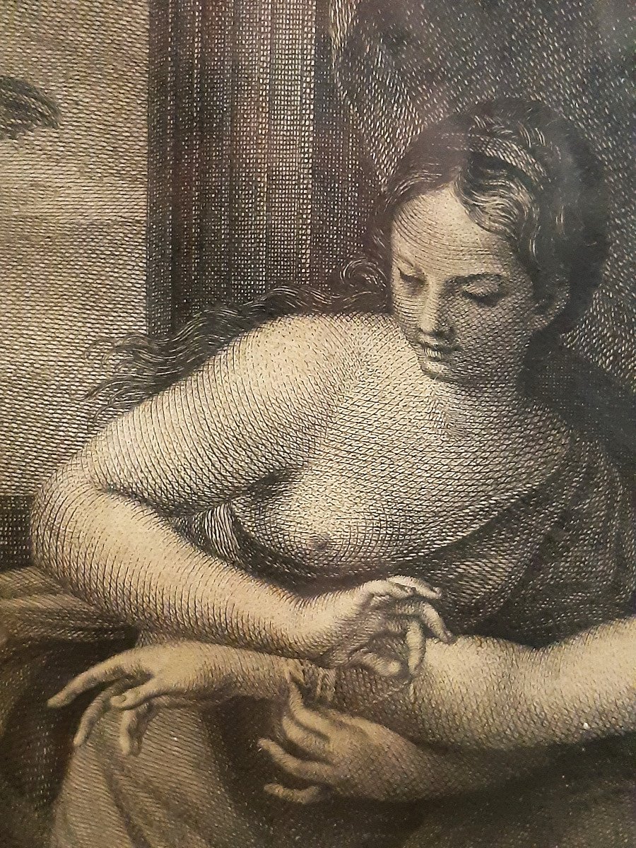 Gravure " Vénus Parée Par Les Graces " de 1773 d’une Peinture de Guido RENI (1575-1642)-photo-4