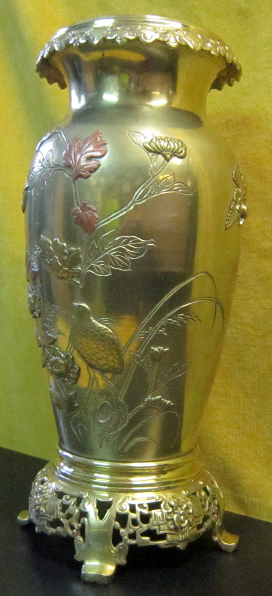 Bronze Vase Japan Meiji 19th Shibuichi