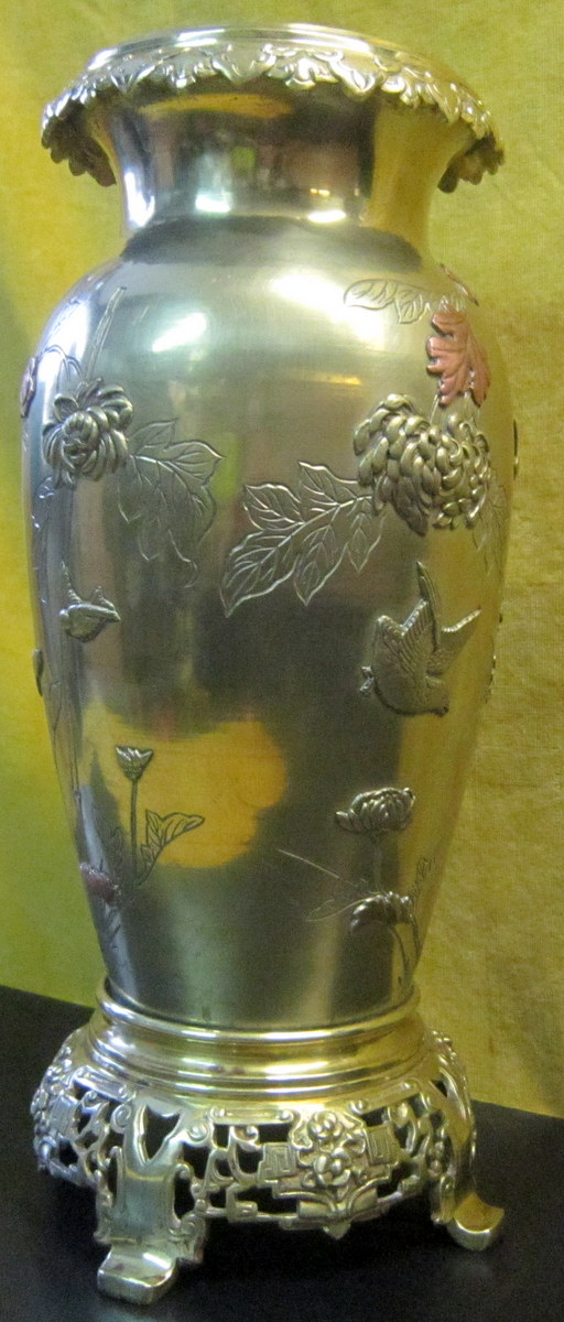 Grand Vase Bronze Japon Meiji Impériale19éme Shibuichi-photo-2