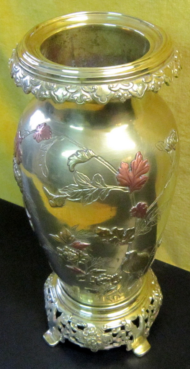 Grand Vase Bronze Japon Meiji Impériale19éme Shibuichi-photo-3