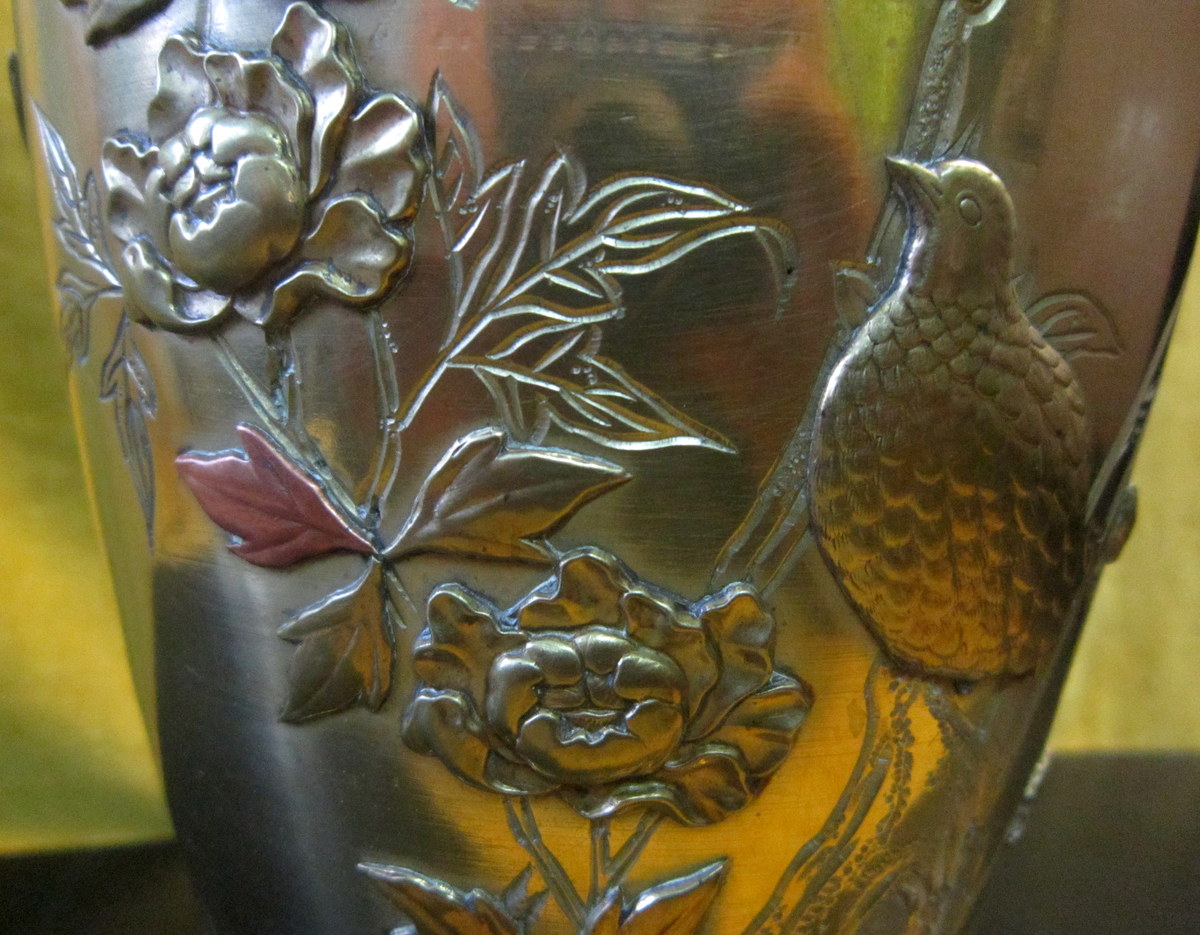 Bronze Vase Japan Meiji 19th Shibuichi-photo-4