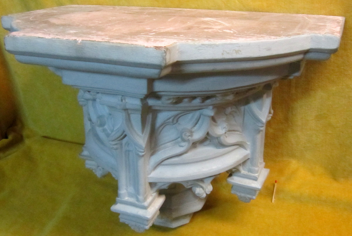 Console Support Statue Néogothique Terre Cuite 19éme-photo-2