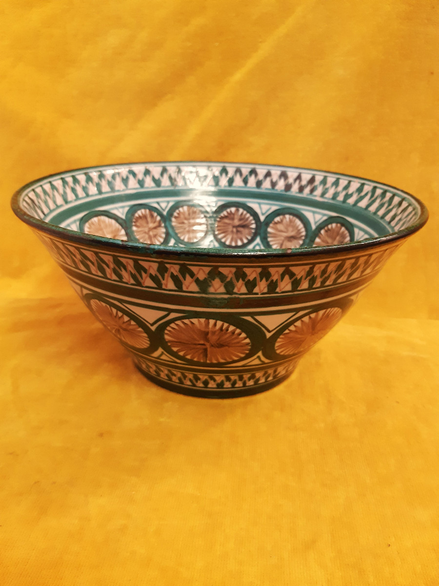 Large Conical Salad Bowl Turned Enamel Painted Robert Picault (1919-2000) Vallauris 1960/70-photo-2