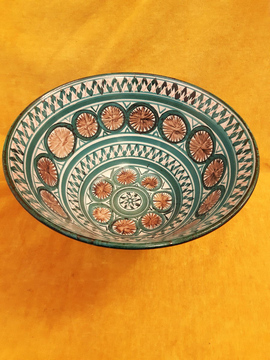 Large Conical Salad Bowl Turned Enamel Painted Robert Picault (1919-2000) Vallauris 1960/70-photo-4