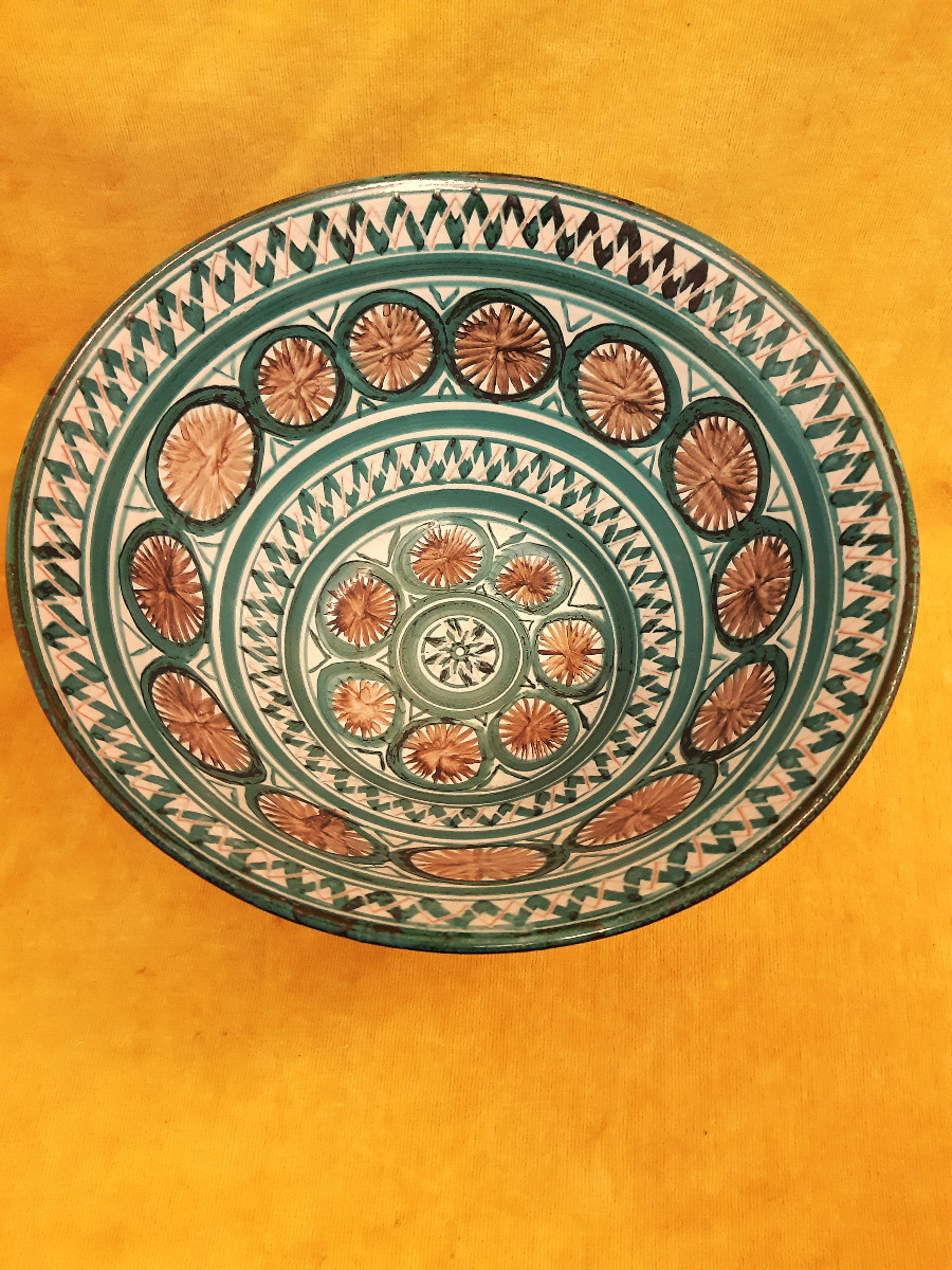 Large Conical Salad Bowl Turned Enamel Painted Robert Picault (1919-2000) Vallauris 1960/70-photo-1