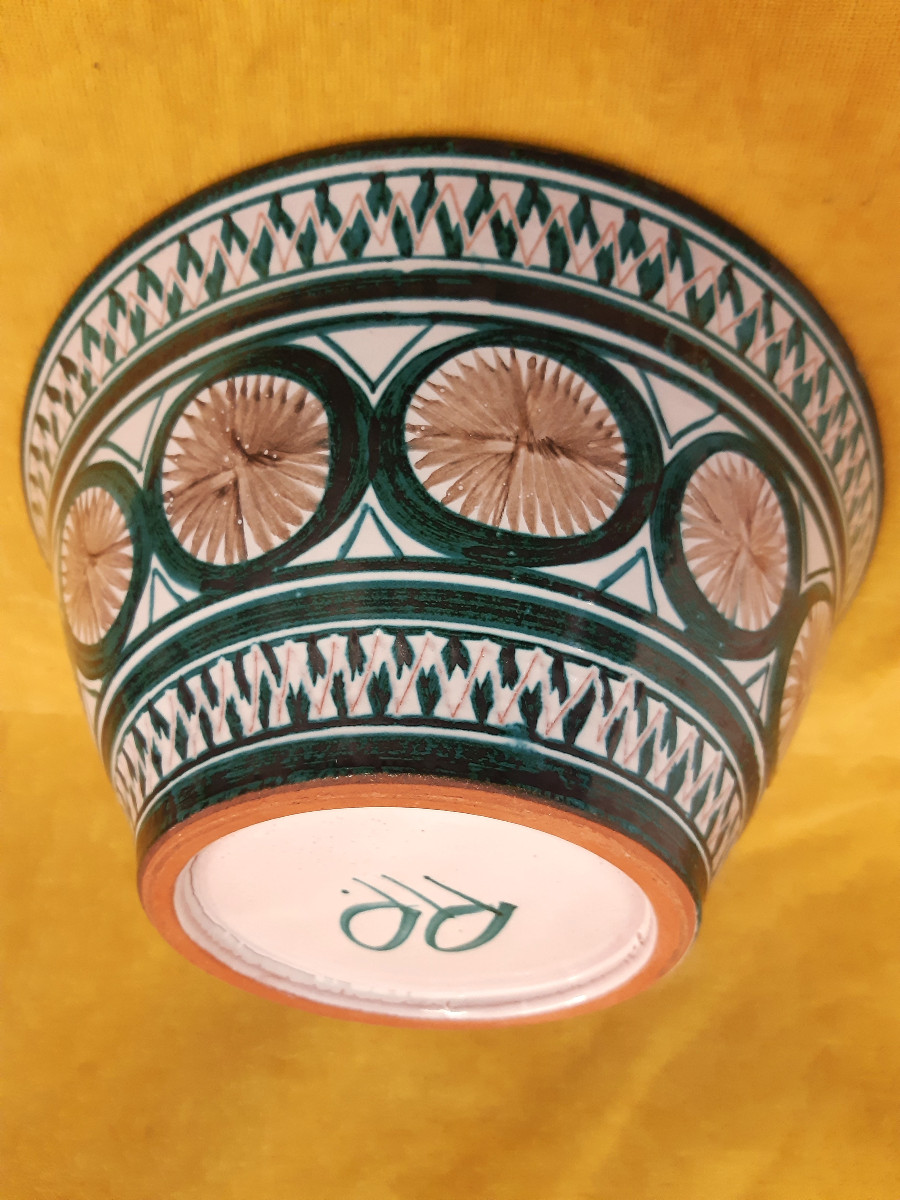 Large Conical Salad Bowl Turned Enamel Painted Robert Picault (1919-2000) Vallauris 1960/70-photo-3