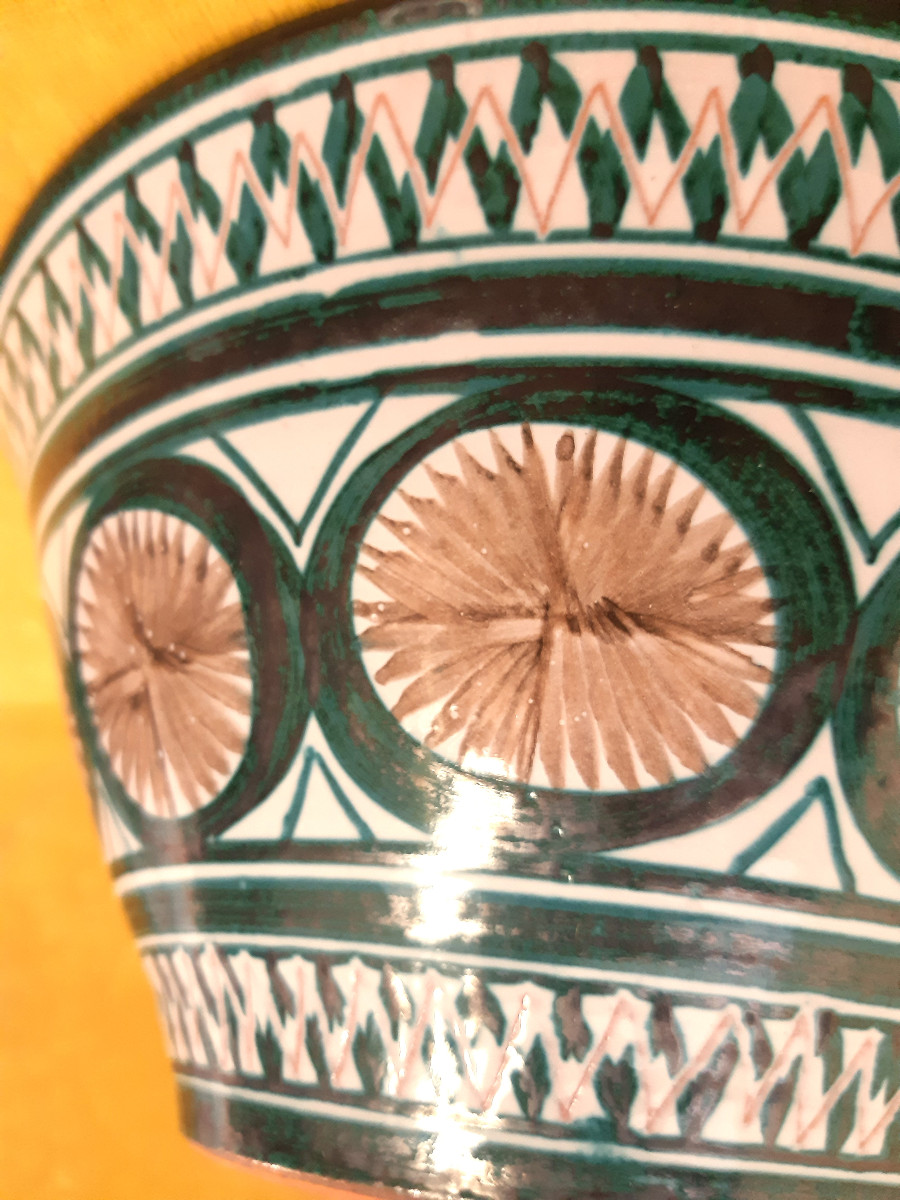 Large Conical Salad Bowl Turned Enamel Painted Robert Picault (1919-2000) Vallauris 1960/70-photo-4