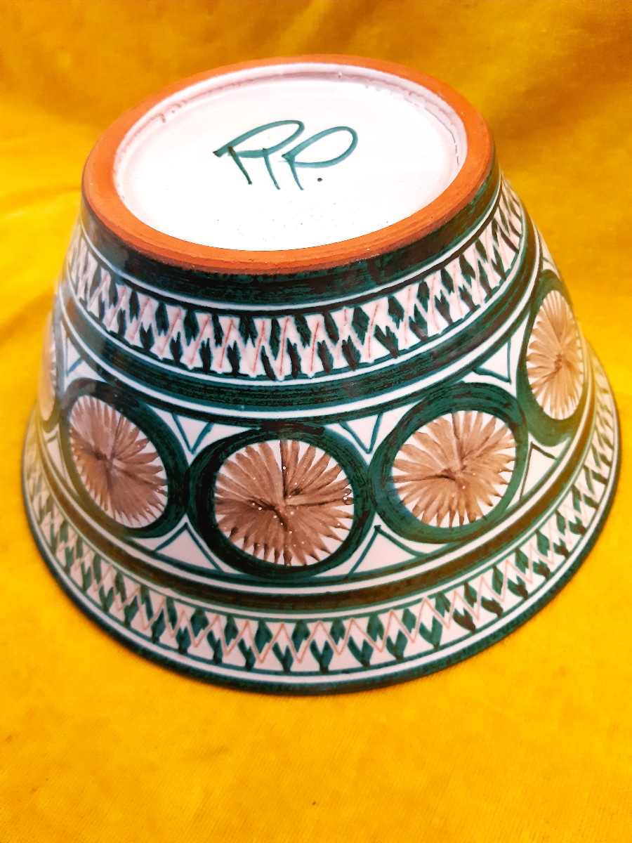 Large Conical Salad Bowl Turned Enamel Painted Robert Picault (1919-2000) Vallauris 1960/70-photo-5