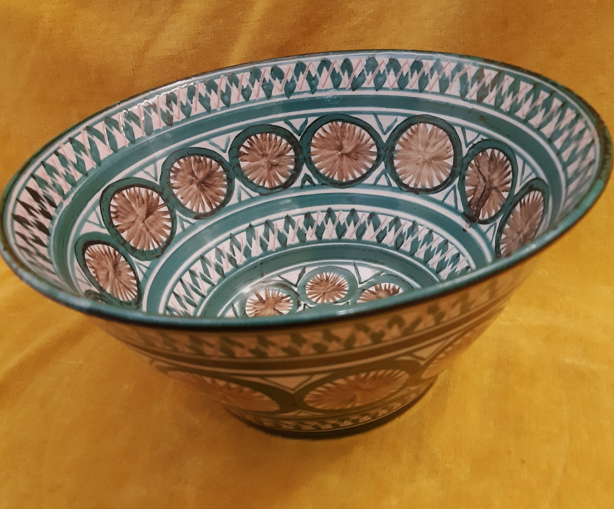 Large Conical Salad Bowl Turned Enamel Painted Robert Picault (1919-2000) Vallauris 1960/70-photo-6