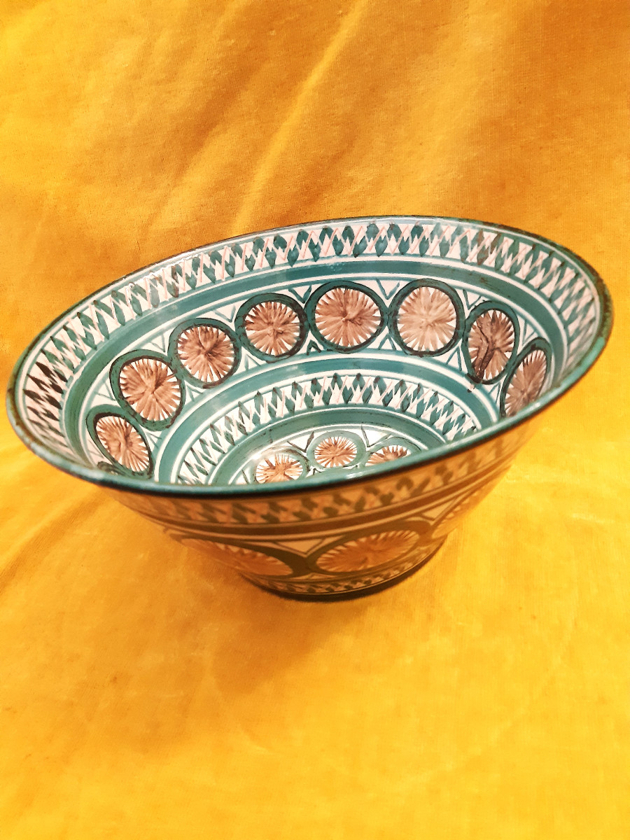 Large Conical Salad Bowl Turned Enamel Painted Robert Picault (1919-2000) Vallauris 1960/70
