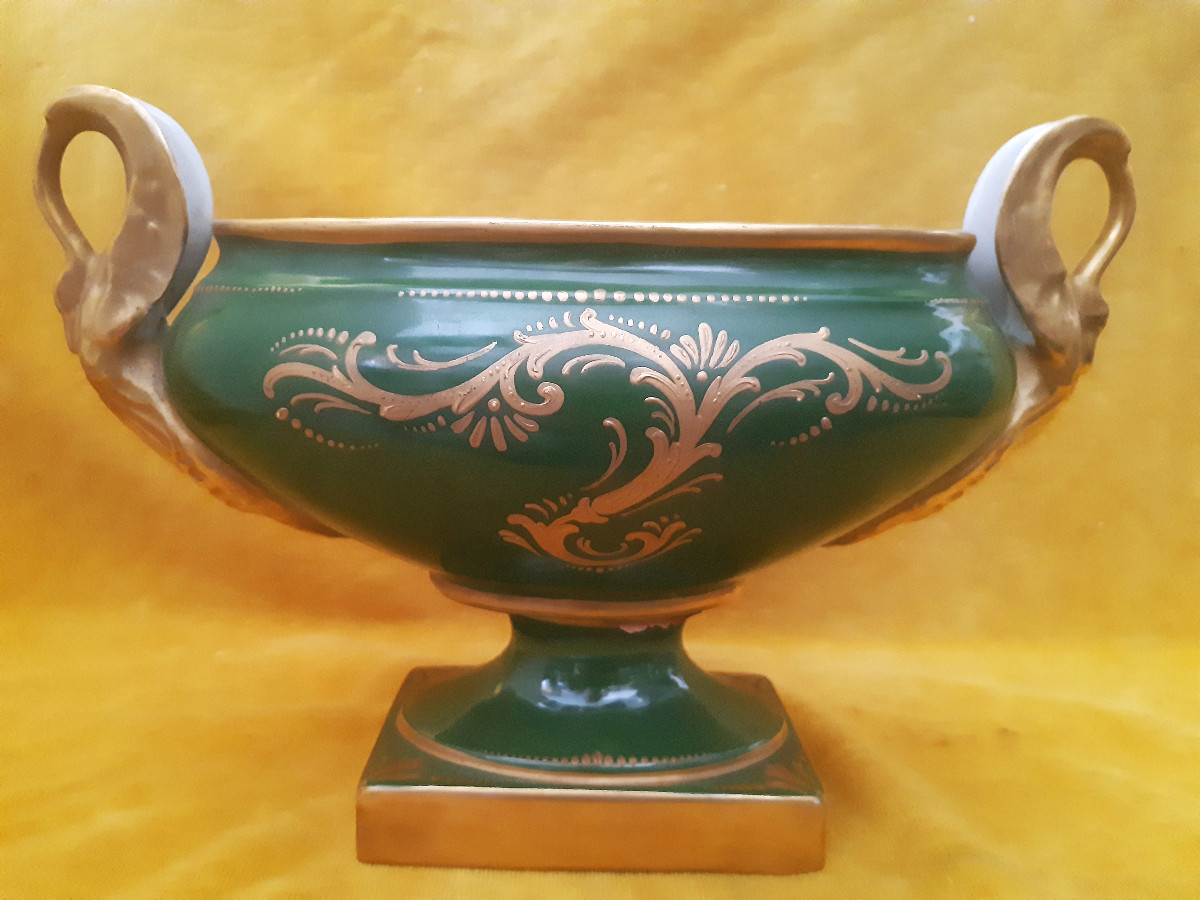 Jardinière Cup Hard Porcelain Empire Style "napoleon At Wagram 1809" After Horace Vernet-photo-1