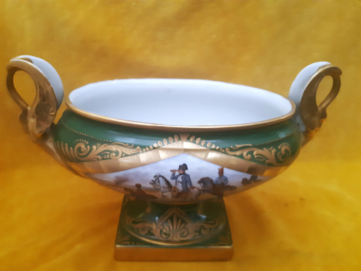Jardinière Cup Hard Porcelain Empire Style "napoleon At Wagram 1809" After Horace Vernet-photo-4