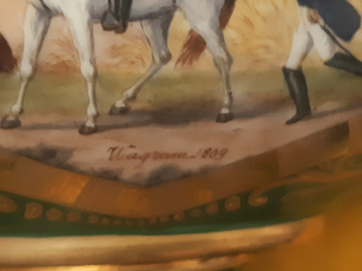 Jardinière Cup Hard Porcelain Empire Style "napoleon At Wagram 1809" After Horace Vernet-photo-7