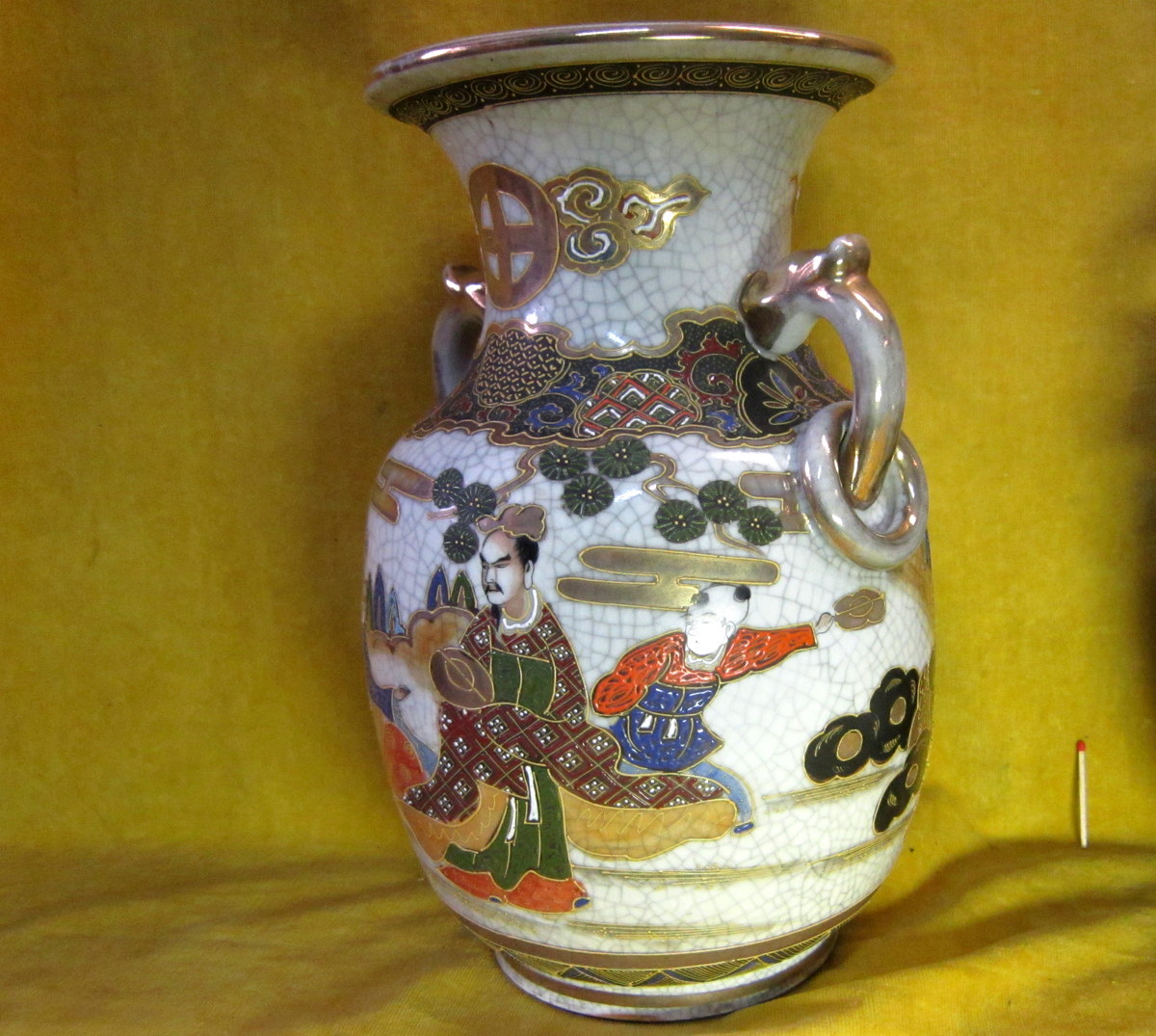 2 Vases Porcelaine Ansés Satsumas Japon Impériale Meiji 19éme-photo-4