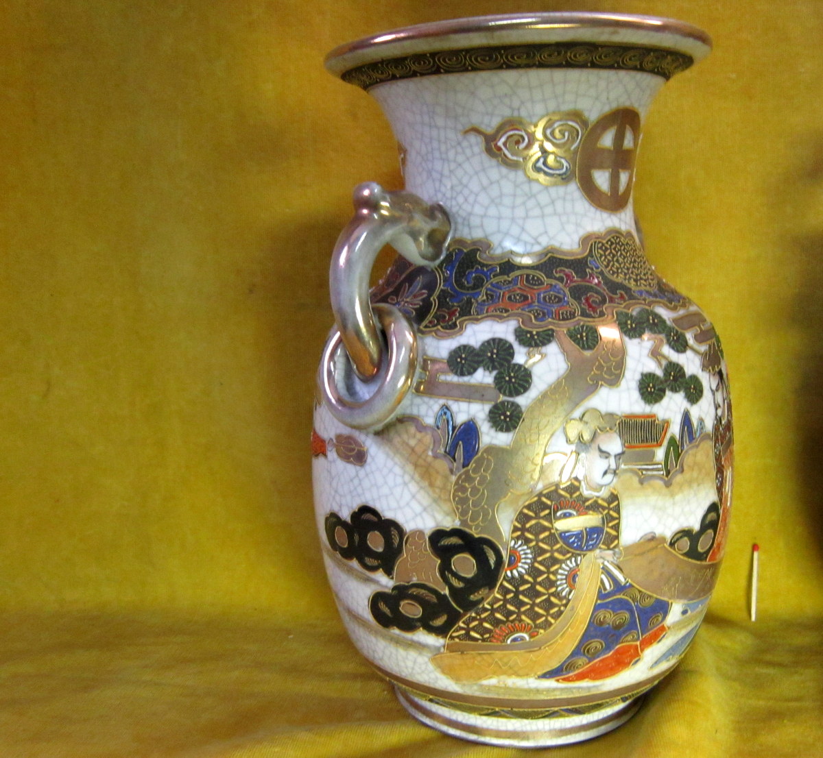 2 Vases Porcelaine Ansés Satsumas Japon Impériale Meiji 19éme-photo-2
