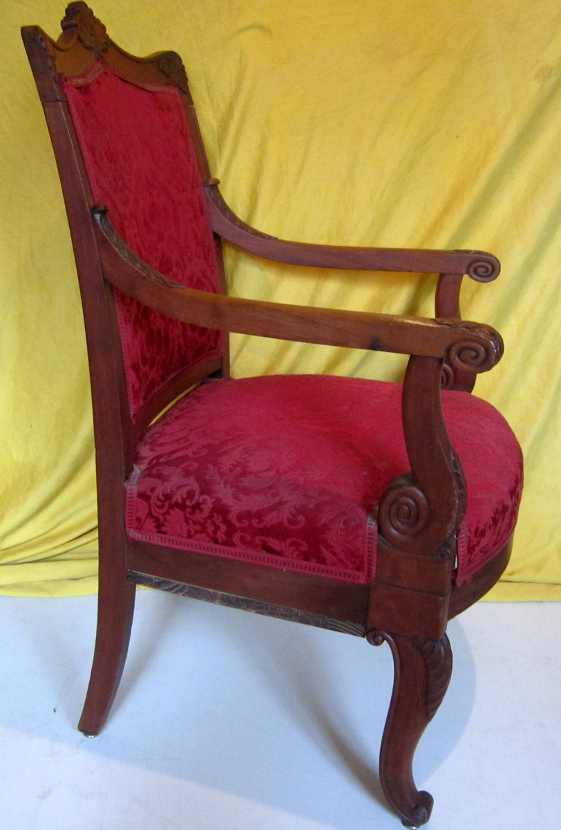 Proantic Fauteuil Restauration Empire Acajou Massif Palmettes 19 me Proantic Fauteuil Restauration Empire Acajou Massif Palmettes 19 me