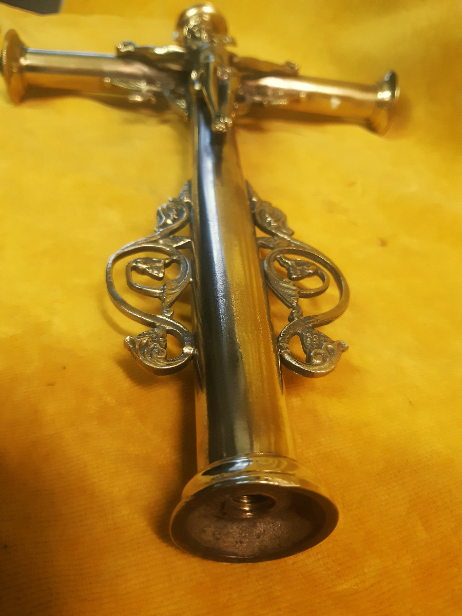 Processional Or Altar Cross Bronze And Gilded Brass Neo-gothic Napoleon III-photo-6