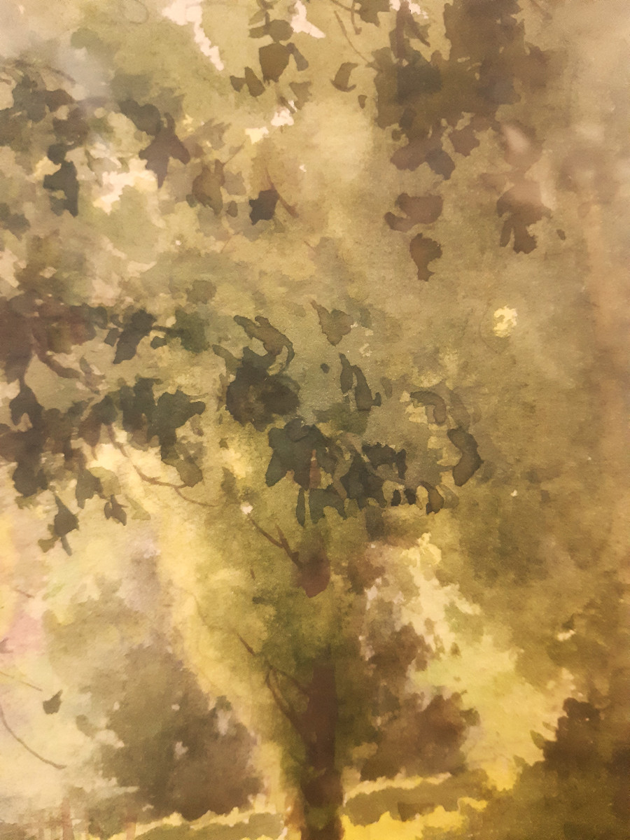 Watercolor "expanse Of Water Under The Trees In Spring" By Antoine Barbier (1859-lyon 1948)-photo-5