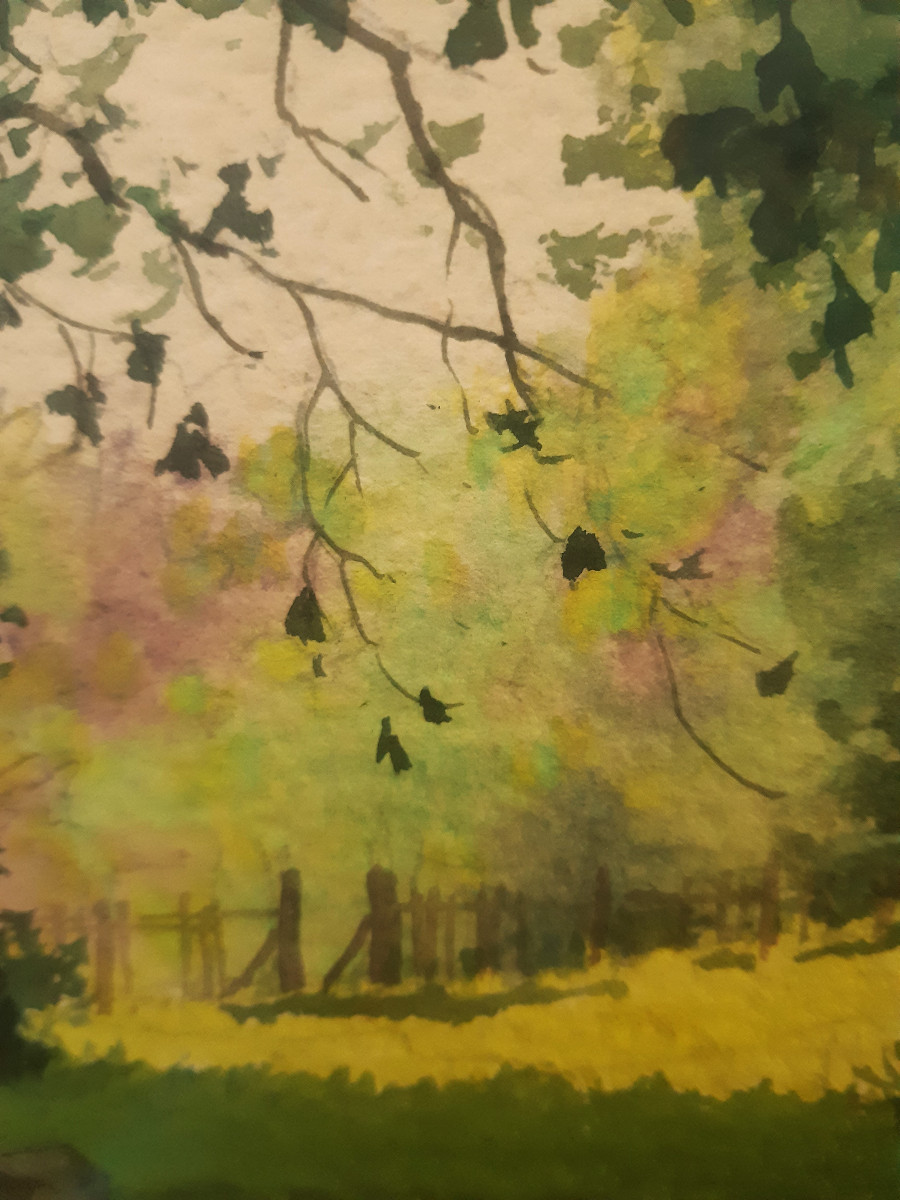 Watercolor "expanse Of Water Under The Trees In Spring" By Antoine Barbier (1859-lyon 1948)-photo-6