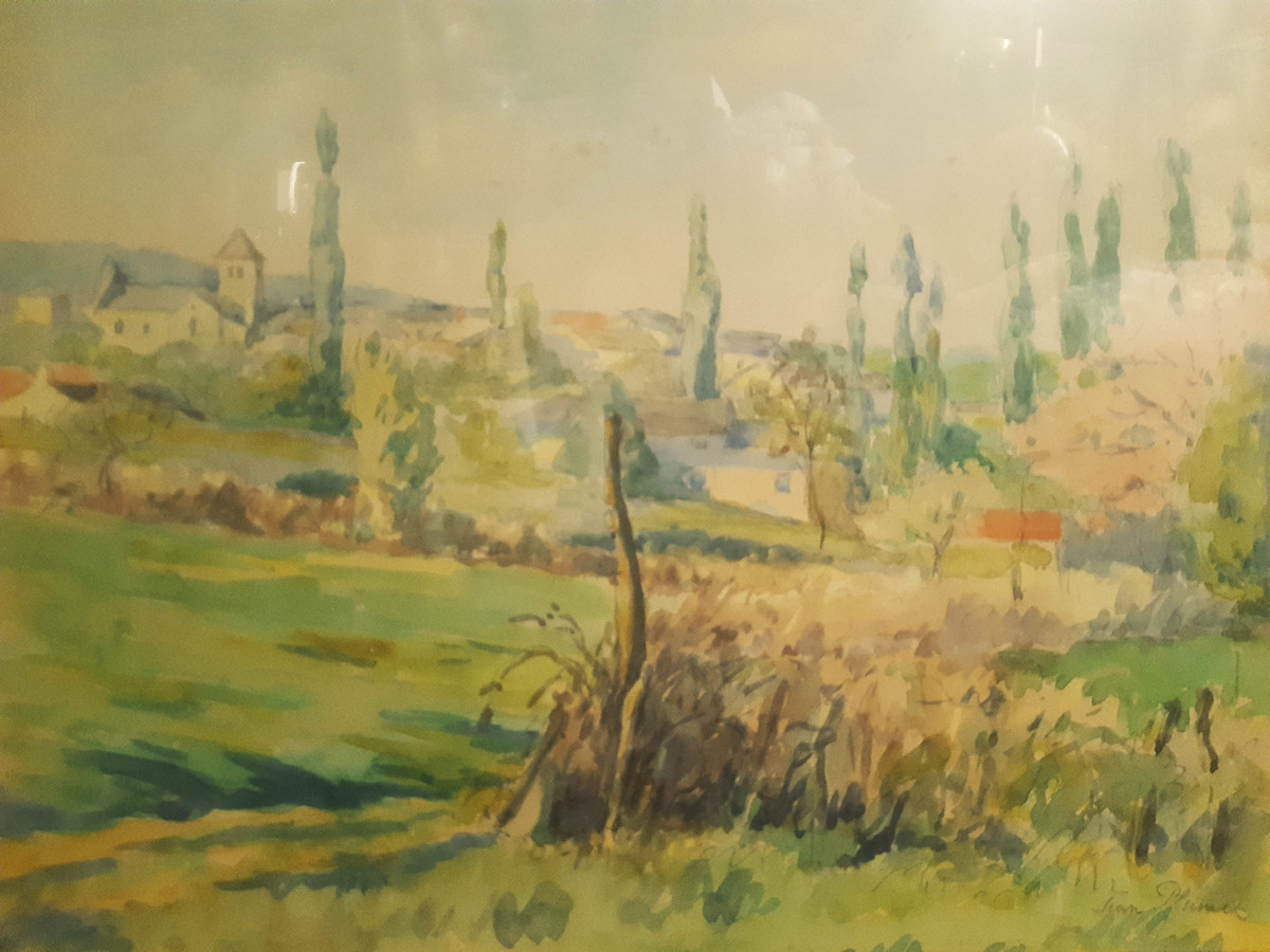 Watercolor Mediterranean Village Jean(louis)plumet Mâconnais Post-impressionist (1871-1939)-photo-4