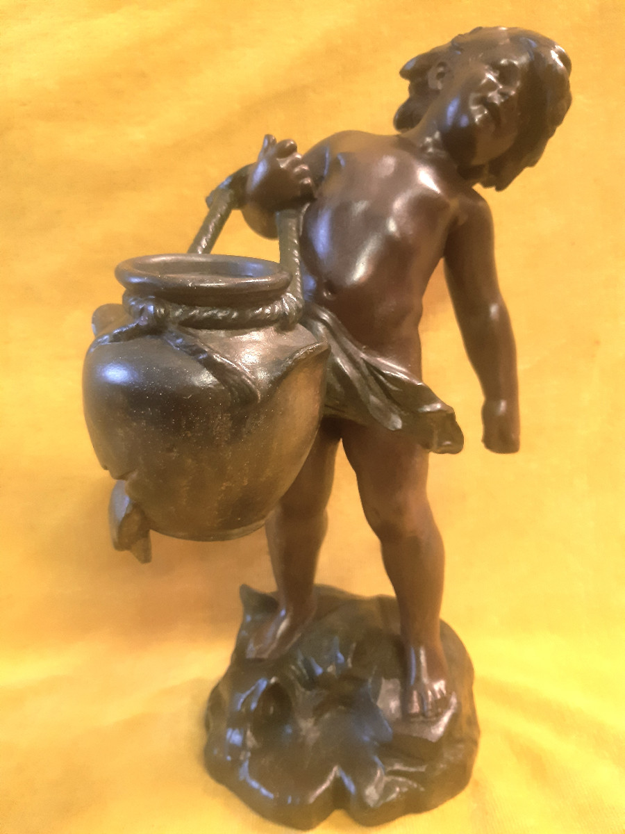 Sculpteur Auguste MOREAU (1834-1917) « L’Enfant à la Cruche Cassée »PARIS.-photo-2