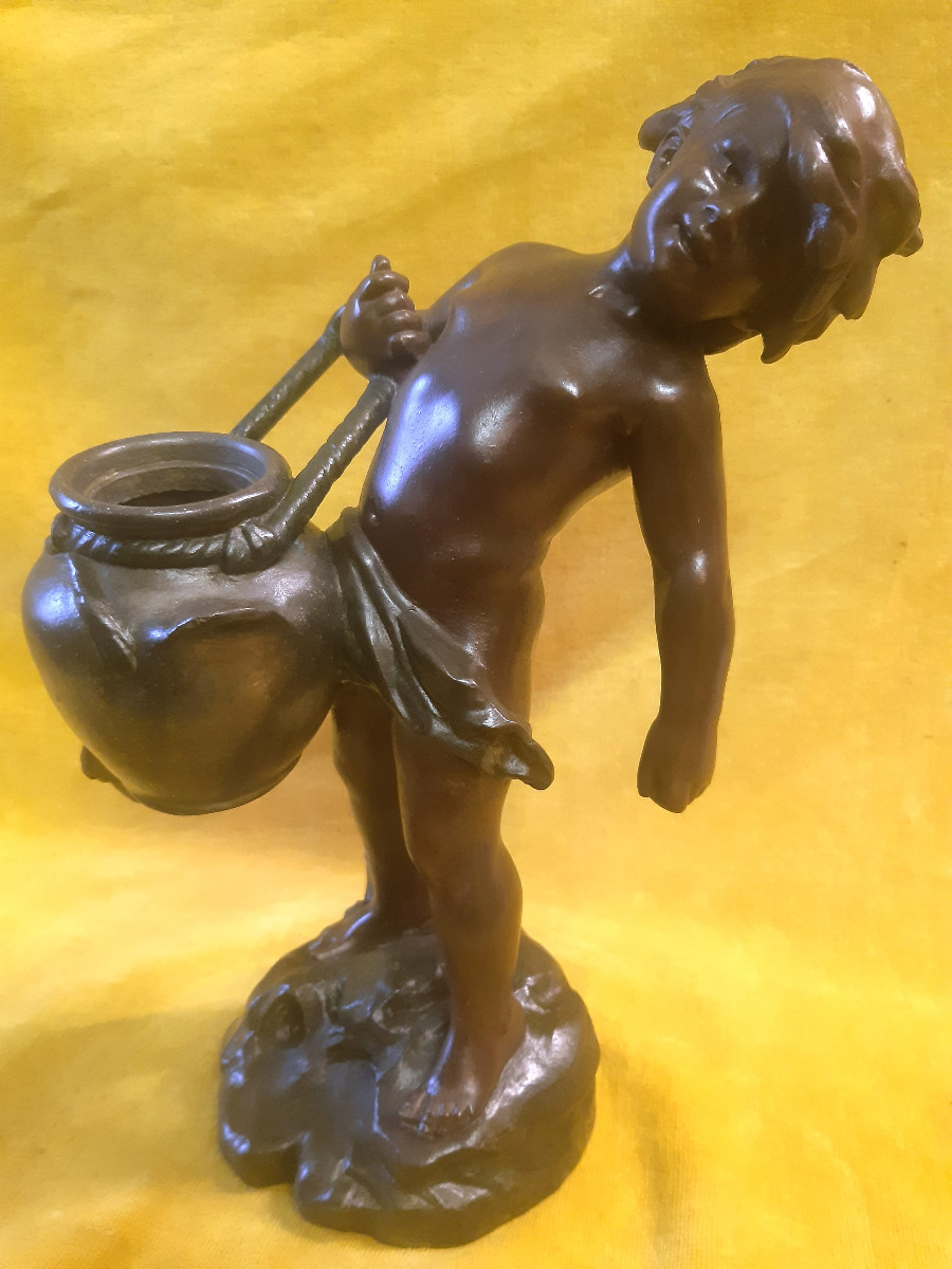 Sculpteur Auguste MOREAU (1834-1917) « L’Enfant à la Cruche Cassée »PARIS.-photo-3