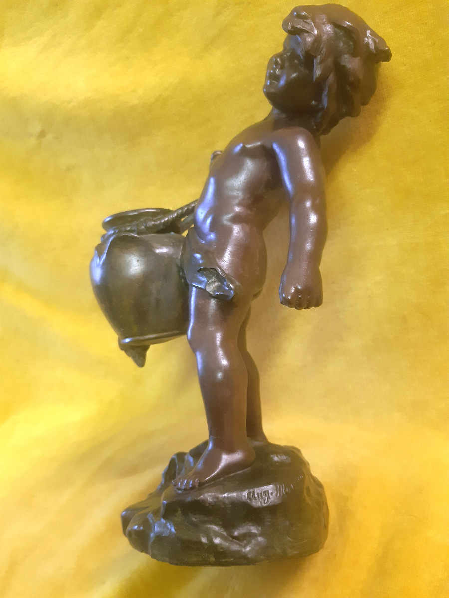 Sculpteur Auguste MOREAU (1834-1917) « L’Enfant à la Cruche Cassée »PARIS.-photo-4