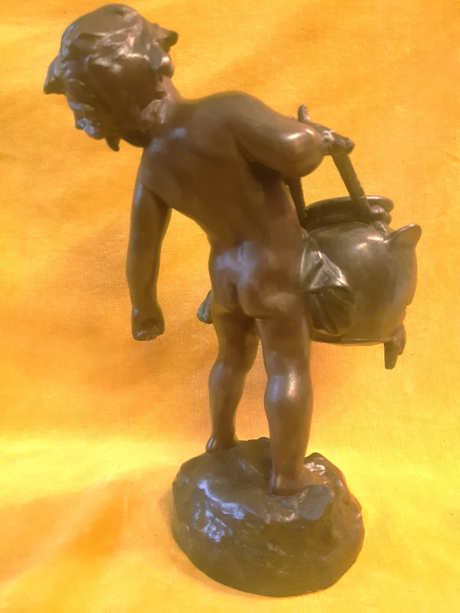 Sculpteur Auguste MOREAU (1834-1917) « L’Enfant à la Cruche Cassée »PARIS.-photo-2