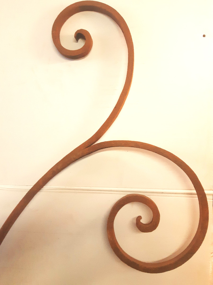 Large Wall Sconce (1.41m) Wrought Iron Sign Holder Light Fixture Louis XV Style-photo-4